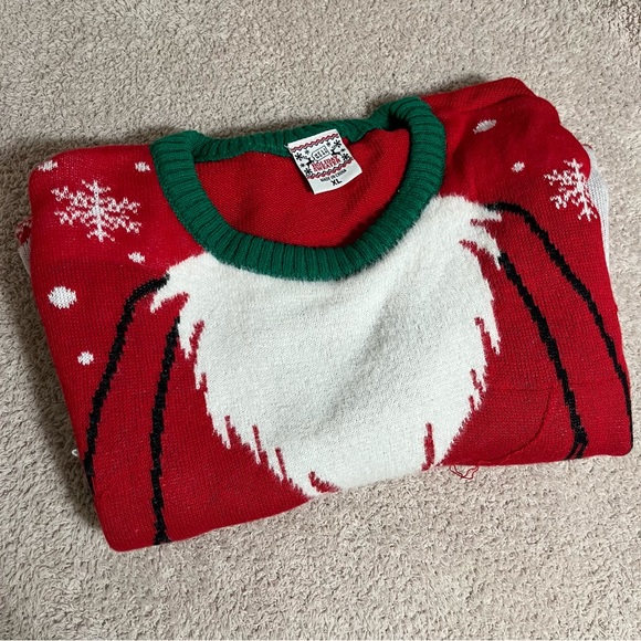 Festive Holiday Santa Christmas Sweater, Red White & Green size XL - Picture 8 of 10
